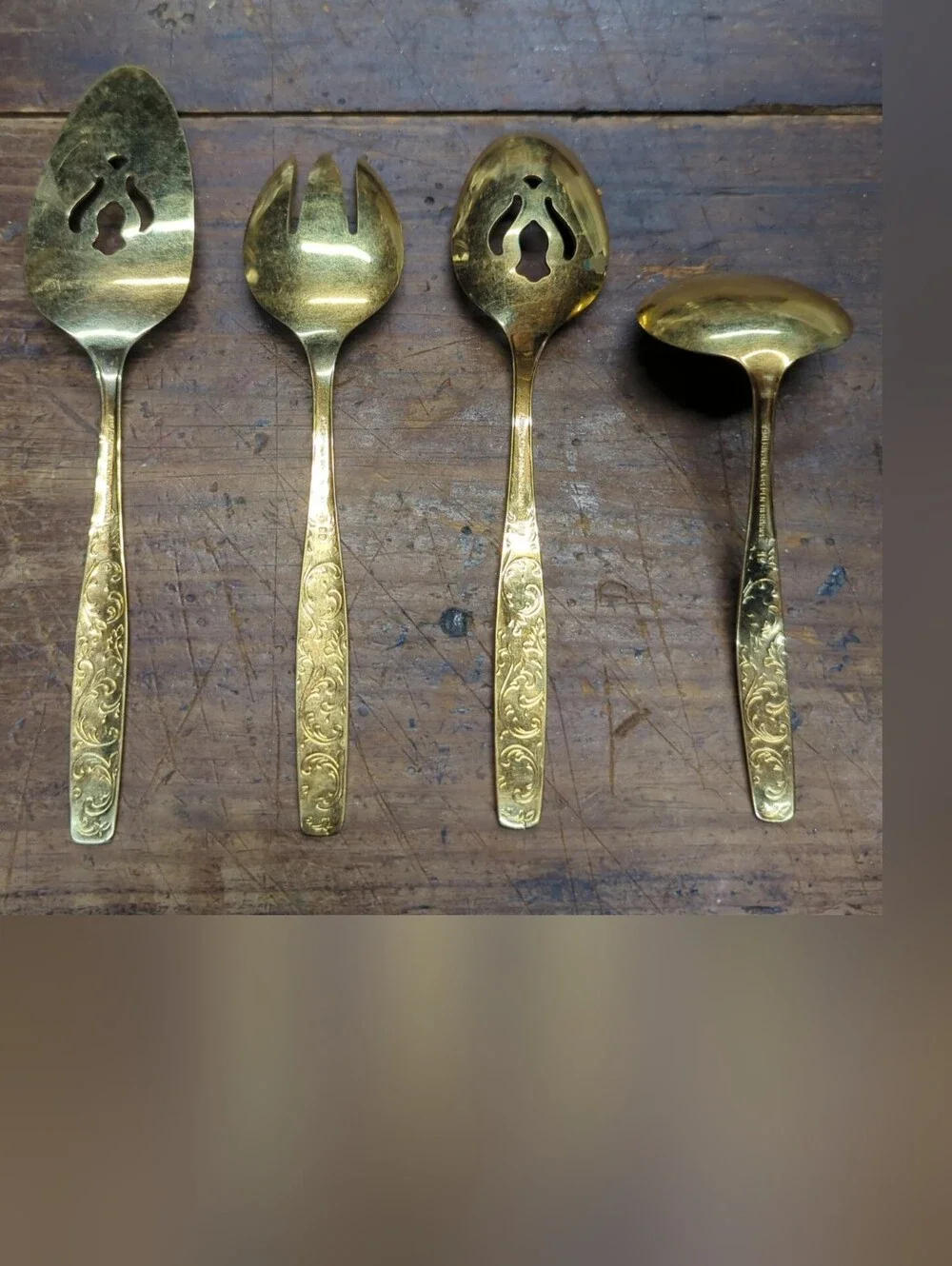 Americana Golden Heritage Gold Decorative Serving Set Flatware Intl Silver